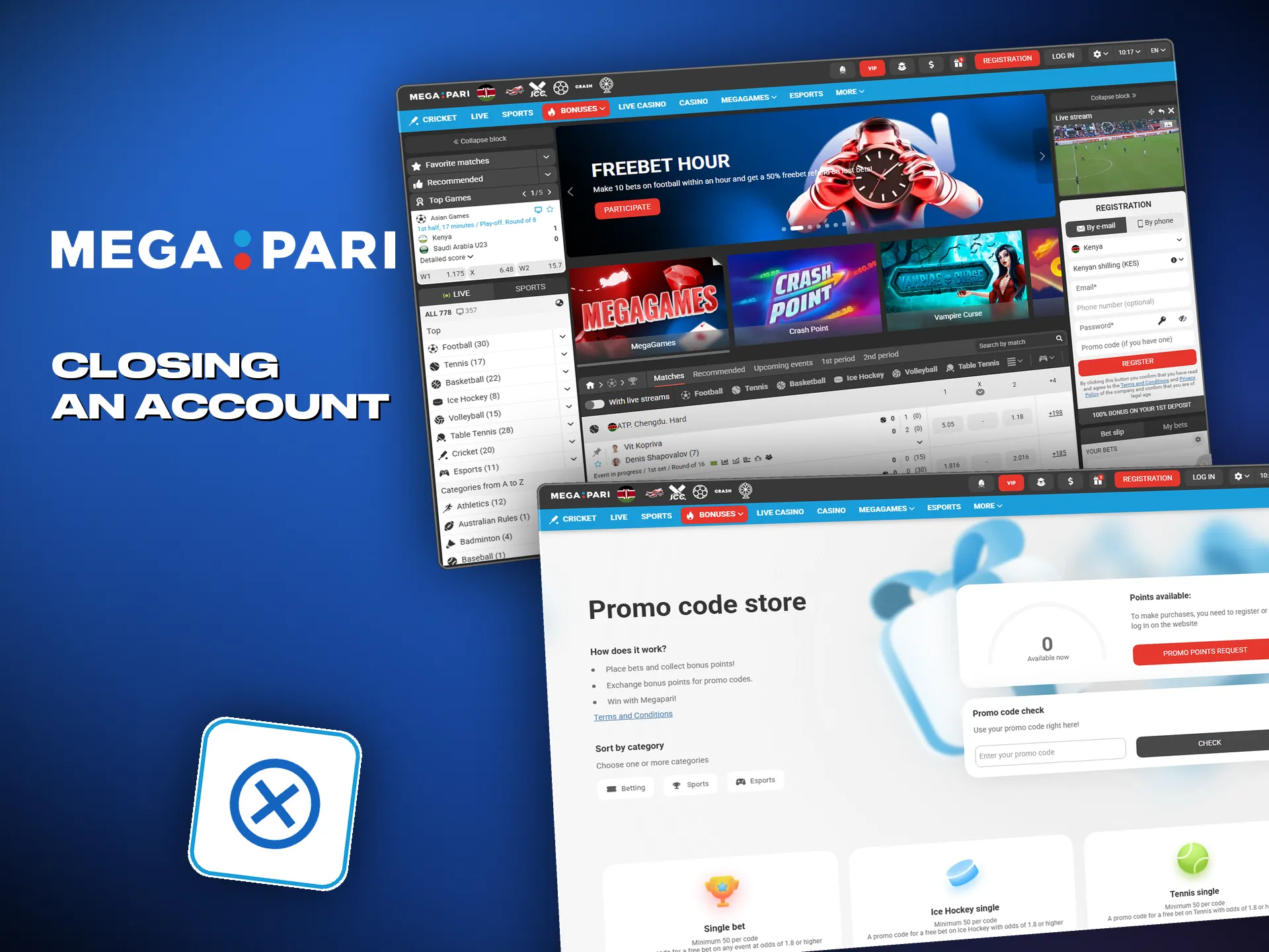 Closing the account starts from the settings menu